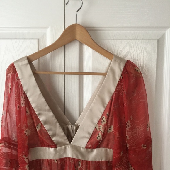 Development by Erica Davies Red 100% Silk Floral Print Dress EUC - Picture 7 of 16